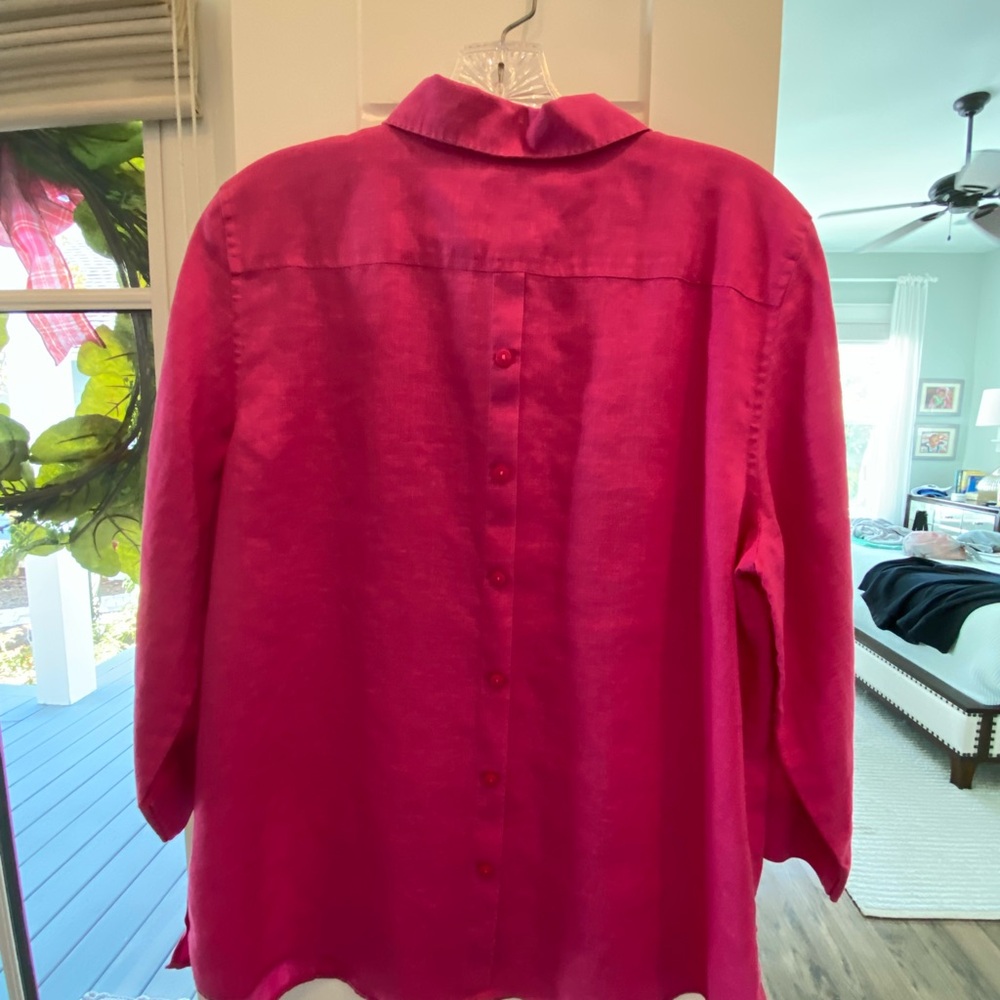 Pink no-iron linen Chico blouse - Picture 2 of 3